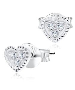 Heart Shaped CZ Silver Ear Stud STS-4036